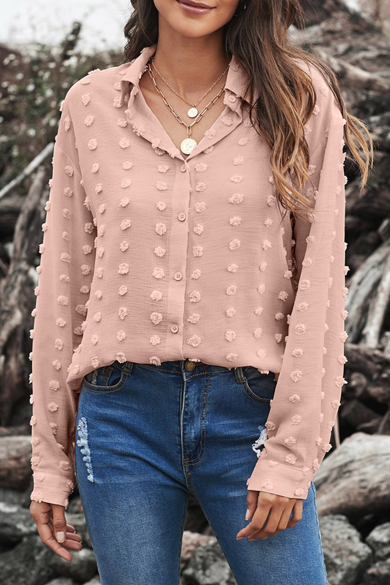 Blusas elegantes con cuello vuelto, hebilla y patchwork liso (6 colores)