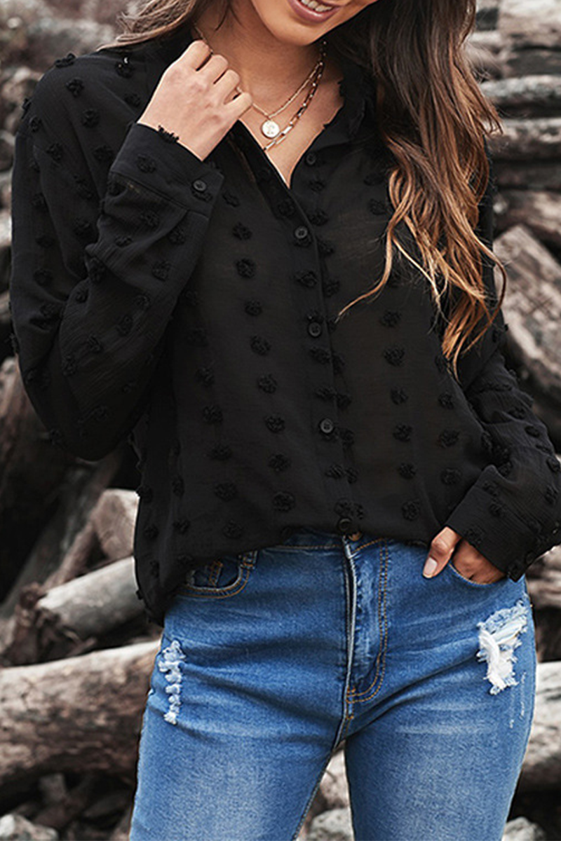 Blusas elegantes con cuello vuelto, hebilla y patchwork liso (6 colores)