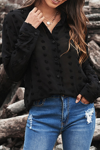 Blusas elegantes con cuello vuelto, hebilla y patchwork liso (6 colores)