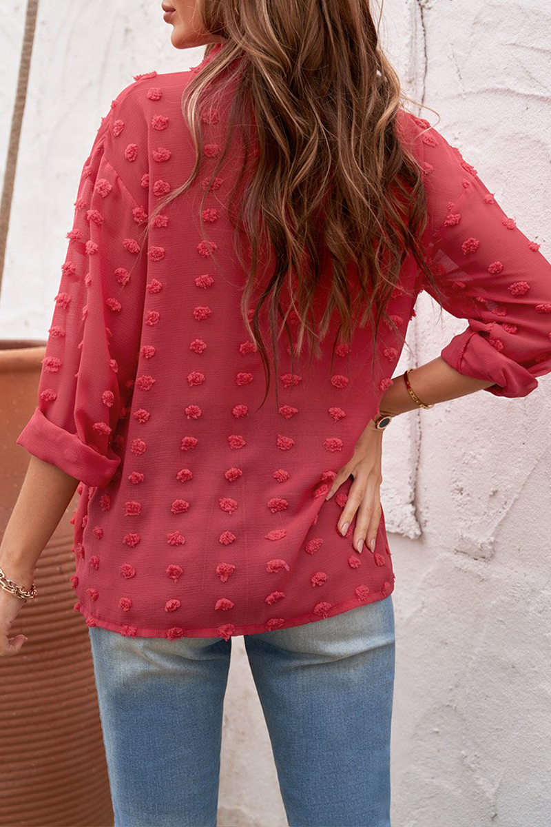 Blusas elegantes con cuello vuelto, hebilla y patchwork liso (6 colores)