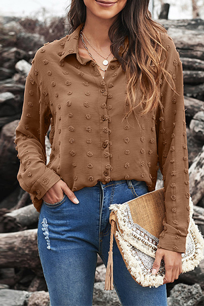 Blusas elegantes con cuello vuelto, hebilla y patchwork liso (6 colores)