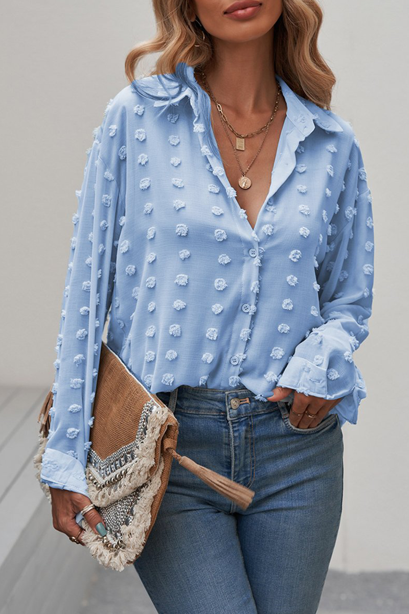 Blusas elegantes con cuello vuelto, hebilla y patchwork liso (6 colores)