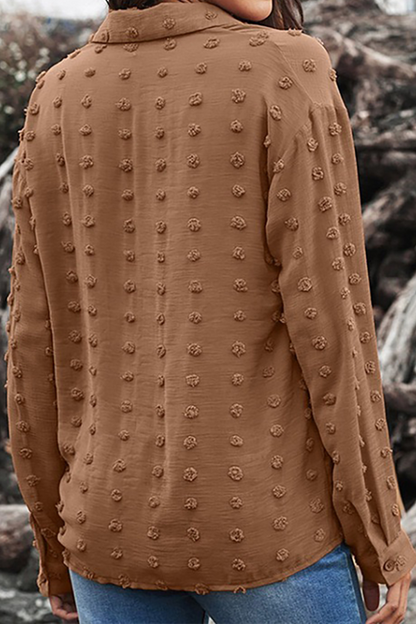 Blusas elegantes con cuello vuelto, hebilla y patchwork liso (6 colores)