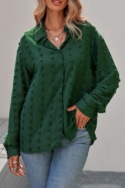 Blusas elegantes con cuello vuelto, hebilla y patchwork liso (6 colores)
