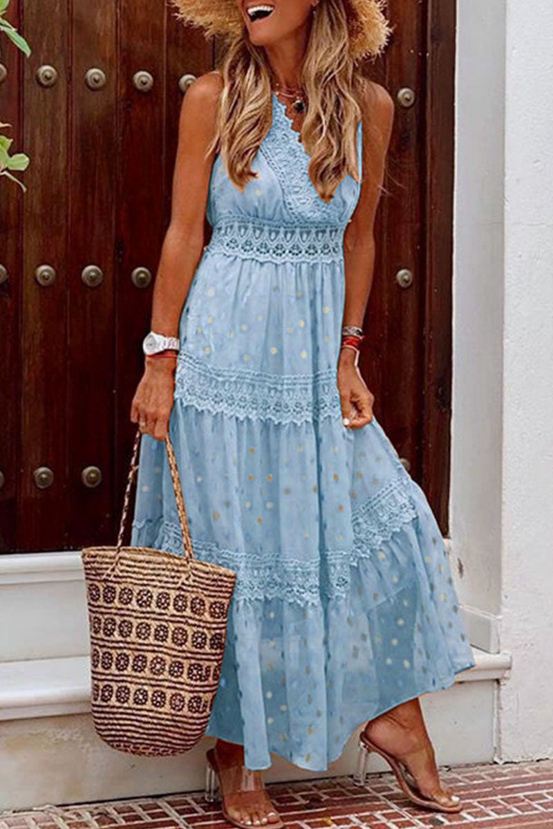Vestidos de moda con cuello en V y falda pastel de patchwork liso (5 colores)