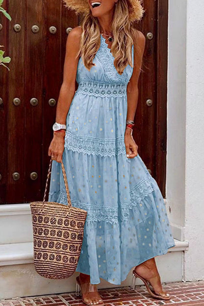 Vestidos de moda con cuello en V y falda pastel de patchwork liso (5 colores)