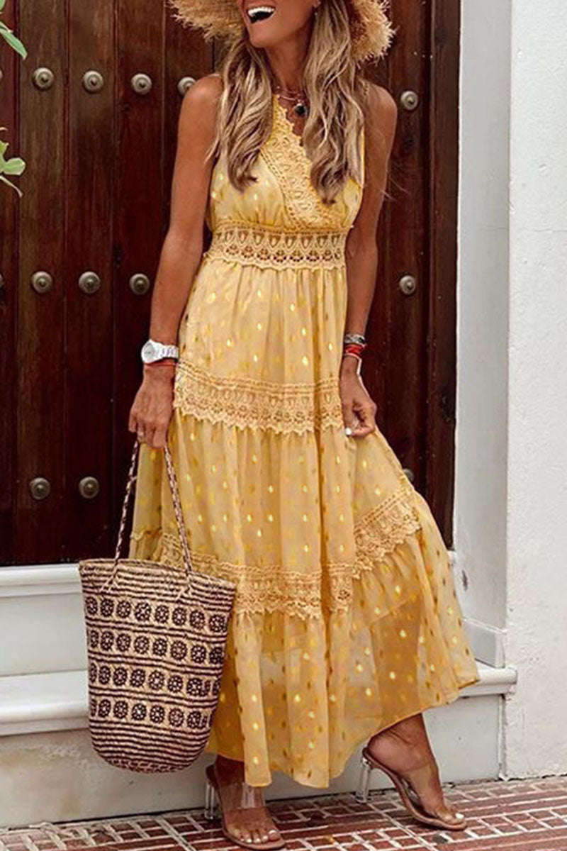 Vestidos de moda con cuello en V y falda pastel de patchwork liso (5 colores)