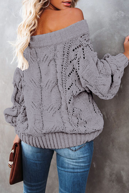 Suéter casual de calle con hombros descubiertos y parches lisos (5 colores)