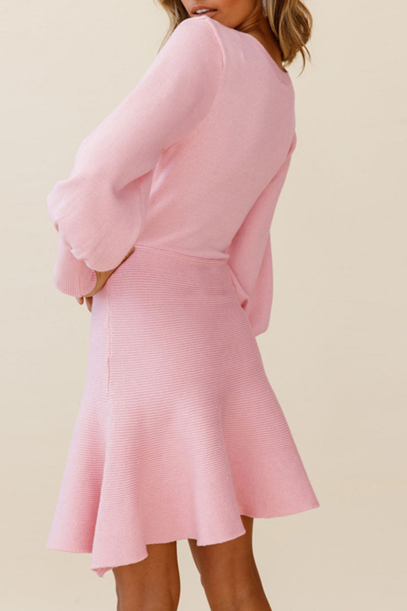 Vestidos de celebridades de moda con cuello redondo, patchwork liso y corte A (4 colores)
