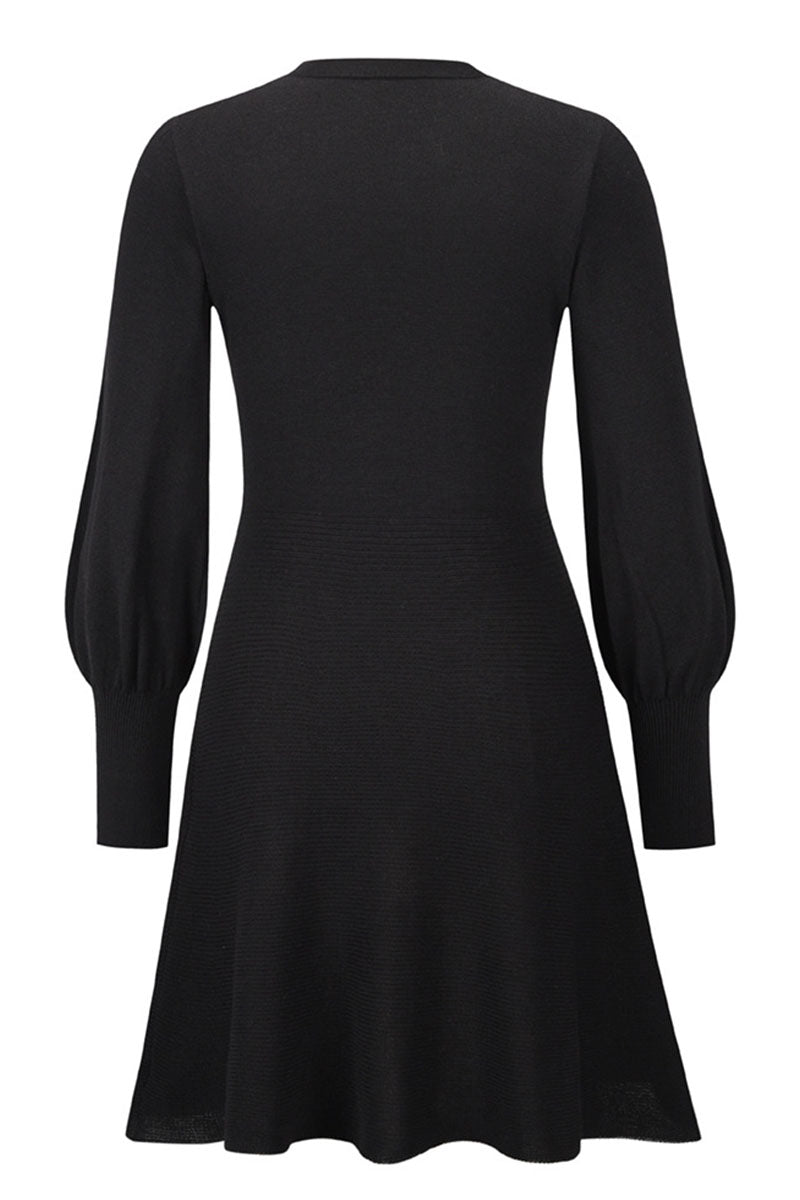 Vestidos de celebridades de moda con cuello redondo, patchwork liso y corte A (4 colores)