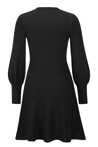 Vestidos de celebridades de moda con cuello redondo, patchwork liso y corte A (4 colores)