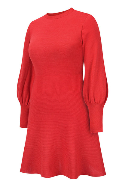 Vestidos de celebridades de moda con cuello redondo, patchwork liso y corte A (4 colores)