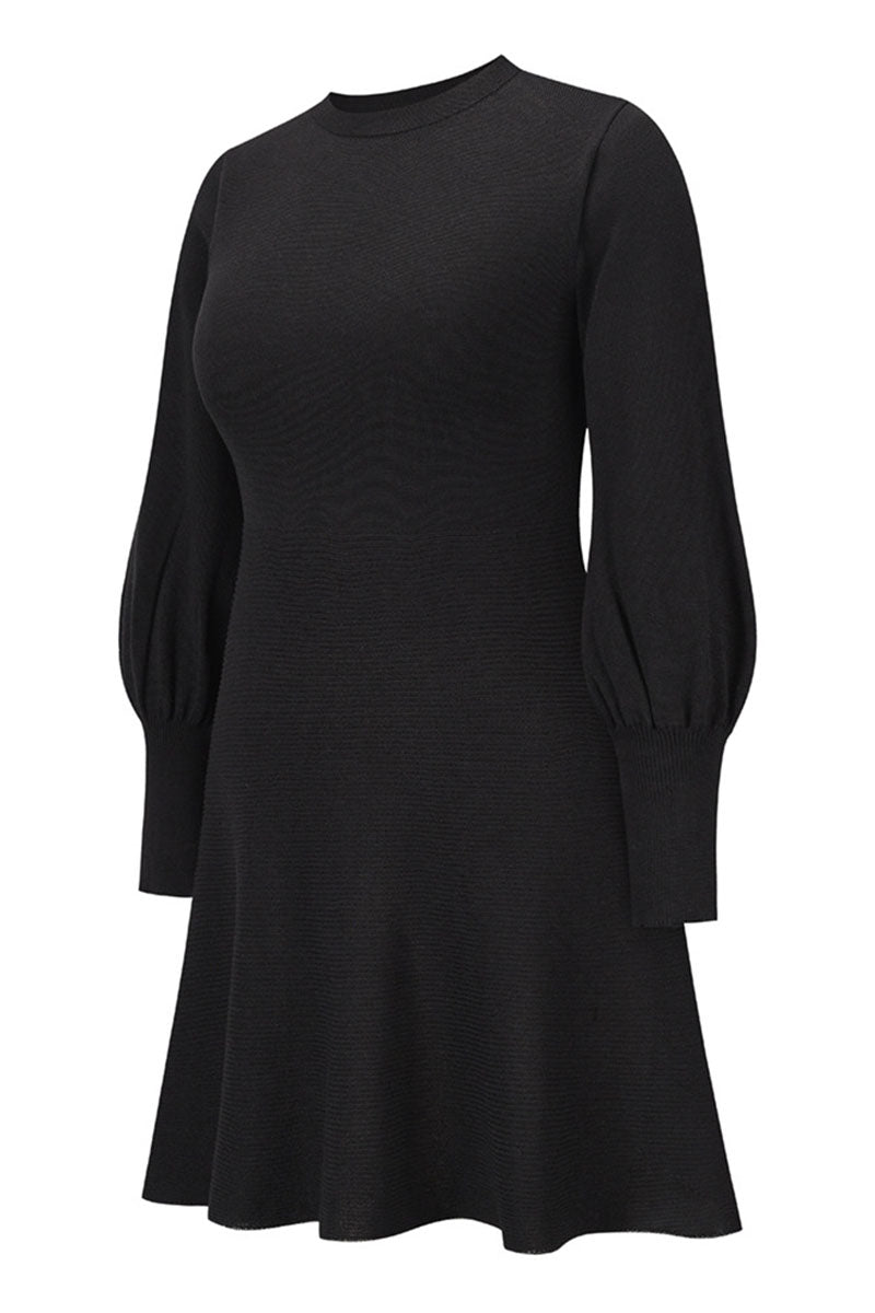 Vestidos de celebridades de moda con cuello redondo, patchwork liso y corte A (4 colores)