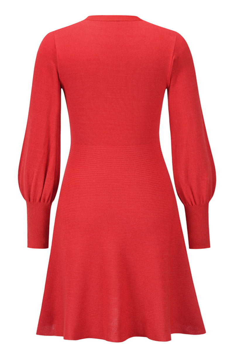 Vestidos de celebridades de moda con cuello redondo, patchwork liso y corte A (4 colores)