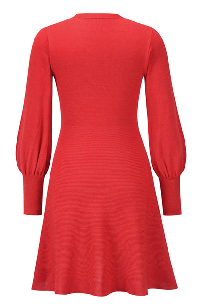 Vestidos de celebridades de moda con cuello redondo, patchwork liso y corte A (4 colores)