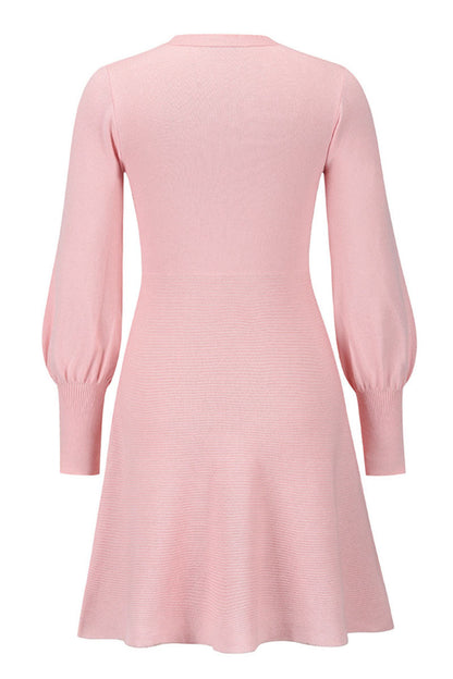 Vestidos de celebridades de moda con cuello redondo, patchwork liso y corte A (4 colores)