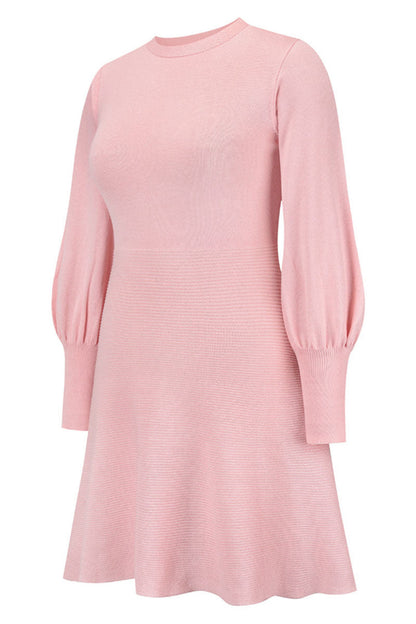 Vestidos de celebridades de moda con cuello redondo, patchwork liso y corte A (4 colores)
