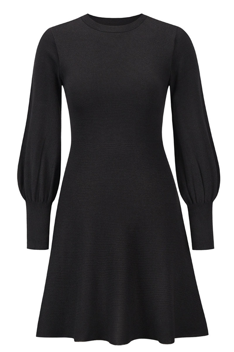 Vestidos de celebridades de moda con cuello redondo, patchwork liso y corte A (4 colores)