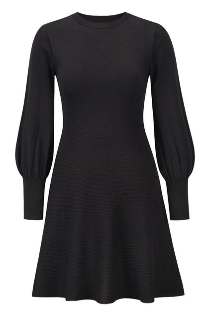 Vestidos de celebridades de moda con cuello redondo, patchwork liso y corte A (4 colores)
