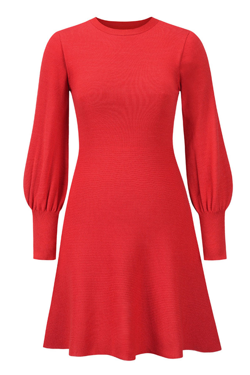 Vestidos de celebridades de moda con cuello redondo, patchwork liso y corte A (4 colores)