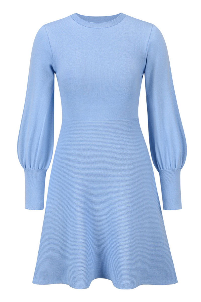 Vestidos de celebridades de moda con cuello redondo, patchwork liso y corte A (4 colores)