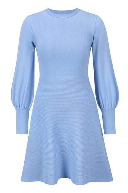 Vestidos de celebridades de moda con cuello redondo, patchwork liso y corte A (4 colores)