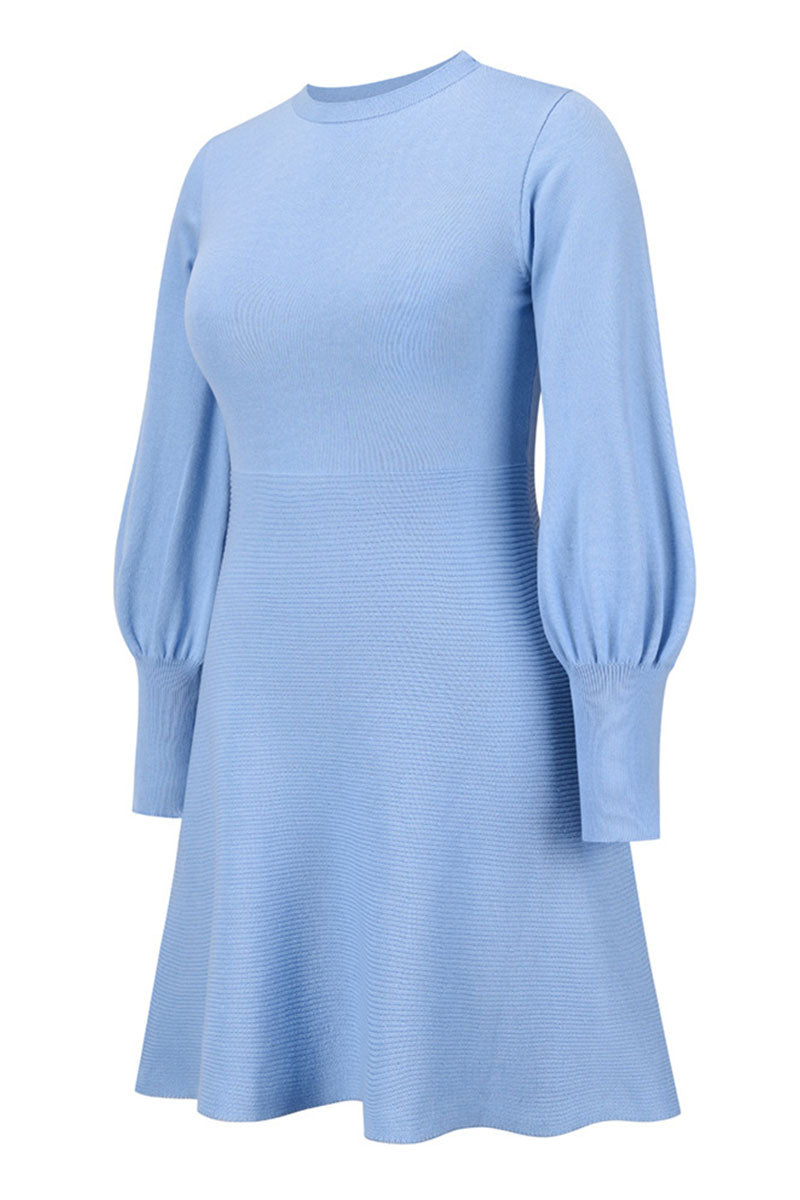 Vestidos de celebridades de moda con cuello redondo, patchwork liso y corte A (4 colores)