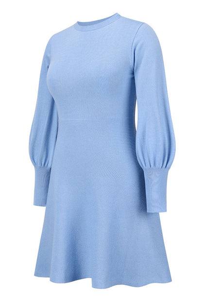 Vestidos de celebridades de moda con cuello redondo, patchwork liso y corte A (4 colores)