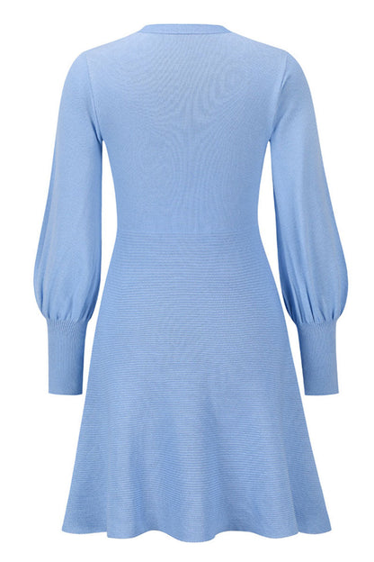 Vestidos de celebridades de moda con cuello redondo, patchwork liso y corte A (4 colores)