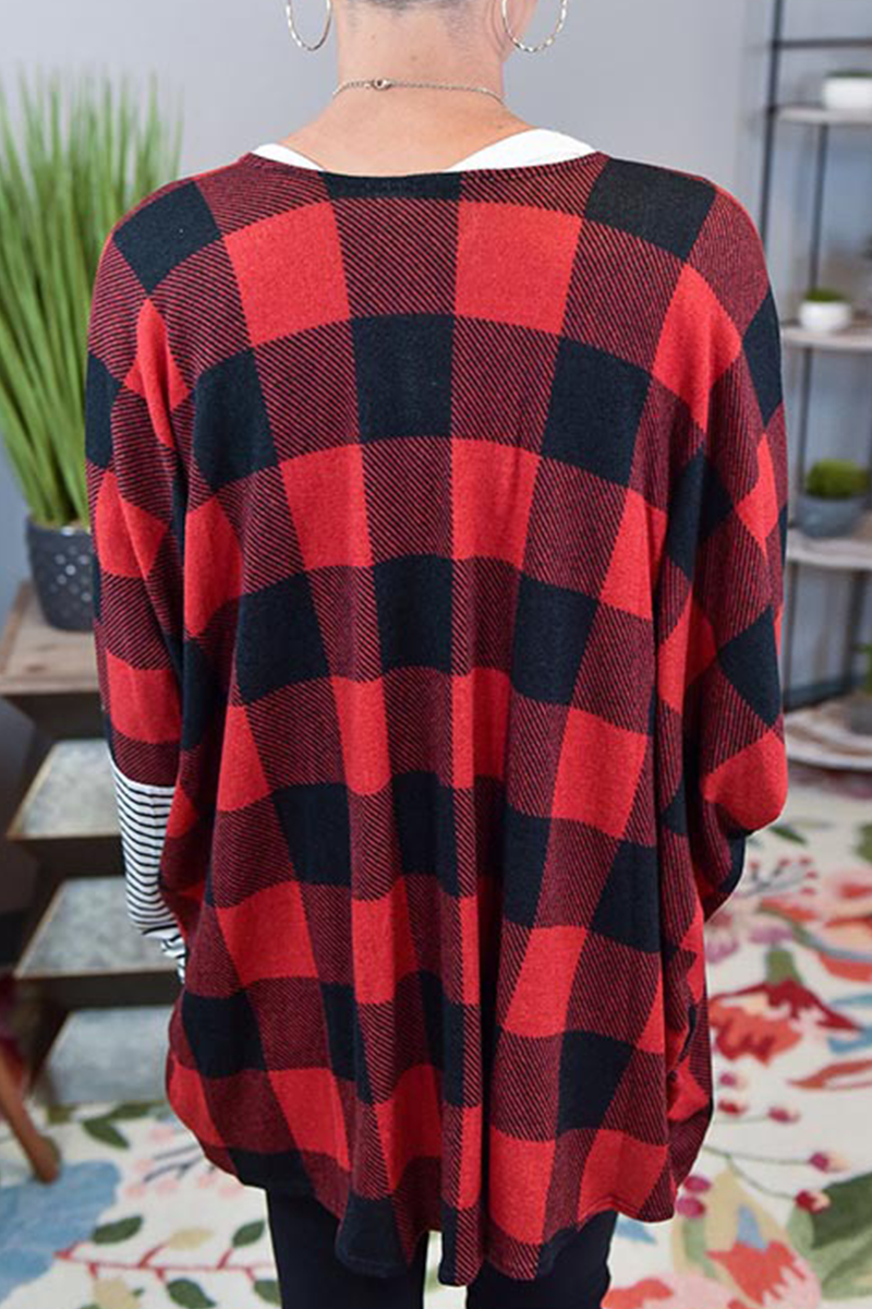 Tops casuales de cuadros a rayas con patchwork en contraste