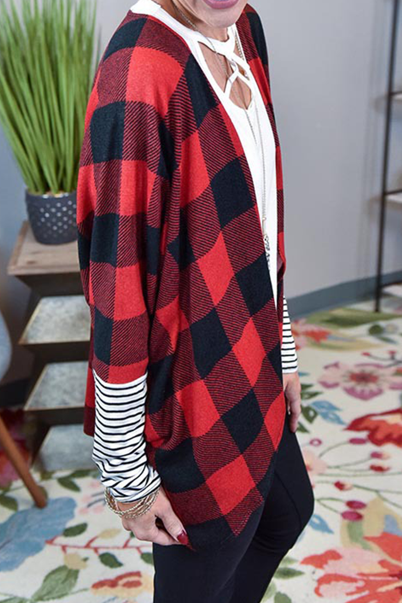 Tops casuales de cuadros a rayas con patchwork en contraste