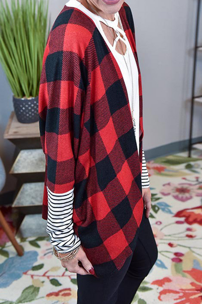 Tops casuales de cuadros a rayas con patchwork en contraste