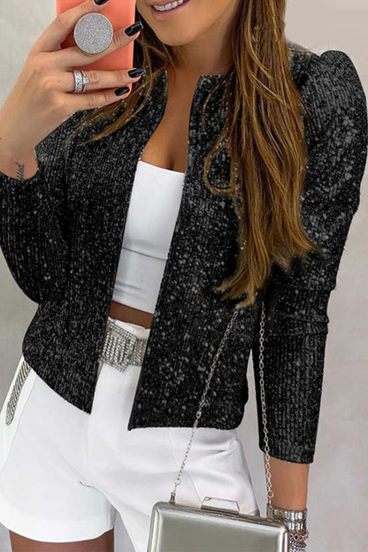 Prendas de abrigo de cuello redondo con lentejuelas y patchwork de moda (5 colores)