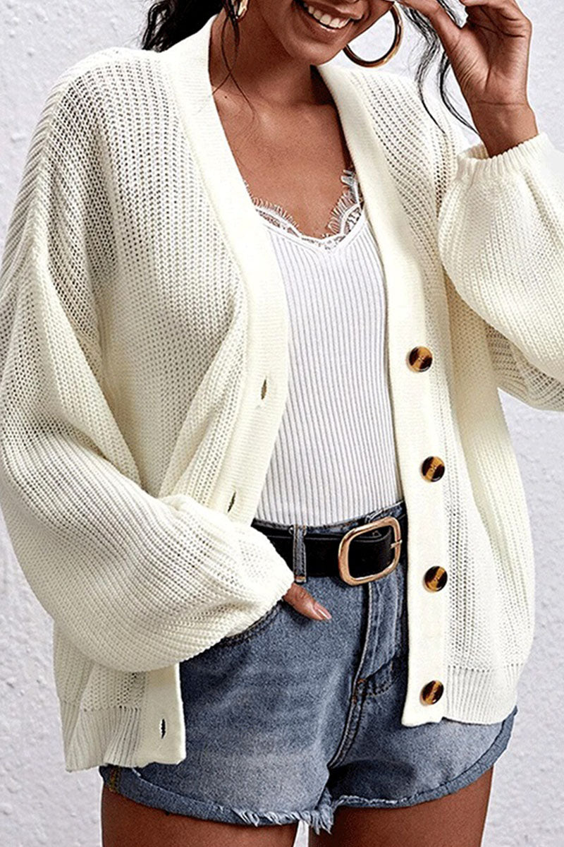 Tops casuales de moda con cuello en V y abertura en la parte superior lisa