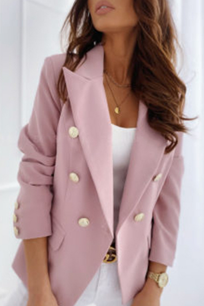 Elegante prenda exterior con botones de patchwork lisos y cuello vuelto (5 colores)