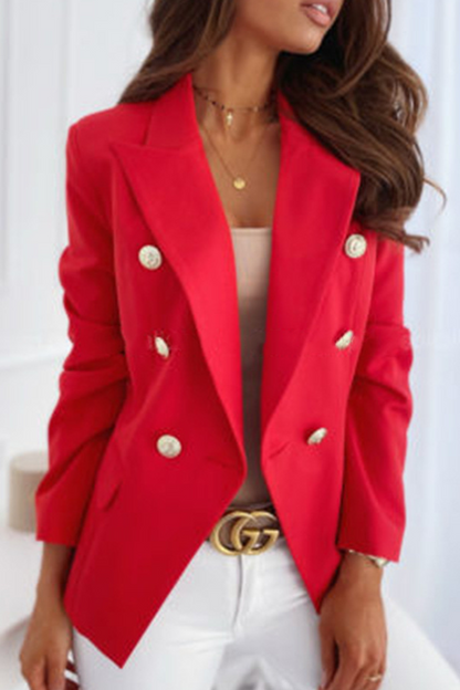 Elegante prenda exterior con botones de patchwork lisos y cuello vuelto (5 colores)