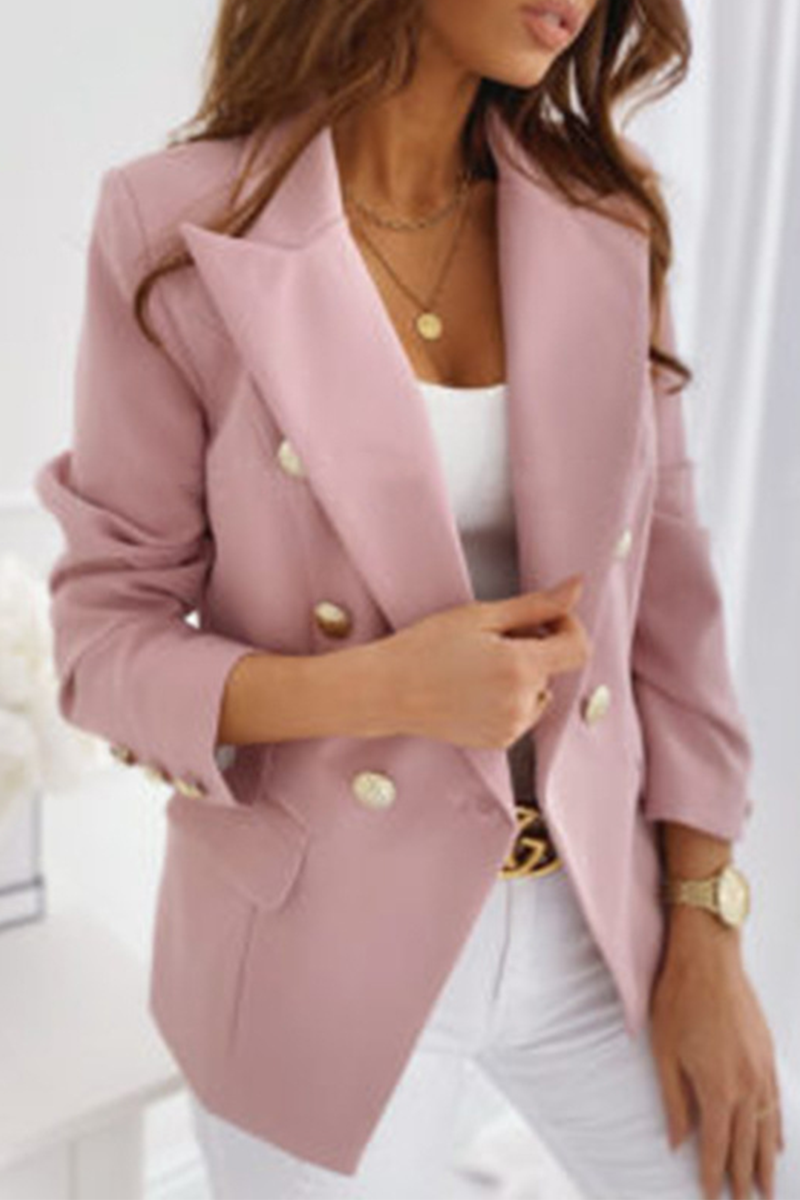 Elegante prenda exterior con botones de patchwork lisos y cuello vuelto (5 colores)