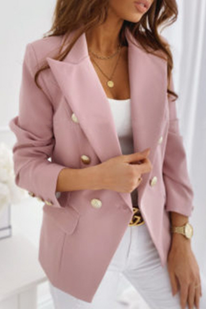 Elegante prenda exterior con botones de patchwork lisos y cuello vuelto (5 colores)