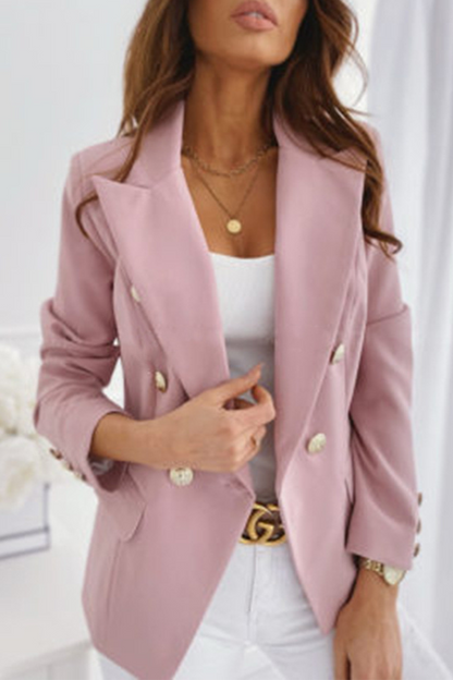Elegante prenda exterior con botones de patchwork lisos y cuello vuelto (5 colores)