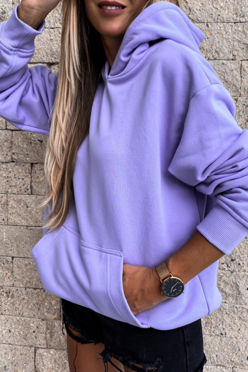 Sudadera con capucha y cuello alto, informal, de estilo urbano, con bolsillos y parches lisos (4 colores)
