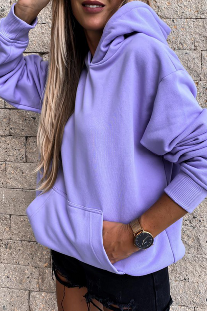 Sudadera con capucha y cuello alto, informal, de estilo urbano, con bolsillos y parches lisos (4 colores)