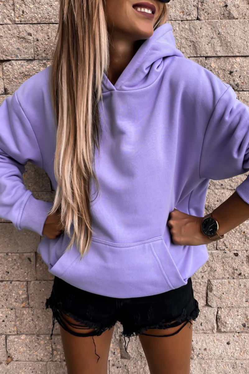 Sudadera con capucha y cuello alto, informal, de estilo urbano, con bolsillos y parches lisos (4 colores)