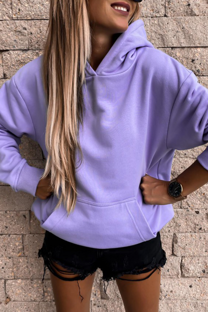 Sudadera con capucha y cuello alto, informal, de estilo urbano, con bolsillos y parches lisos (4 colores)
