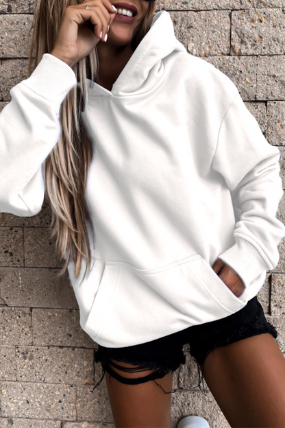 Sudadera con capucha y cuello alto, informal, de estilo urbano, con bolsillos y parches lisos (4 colores)