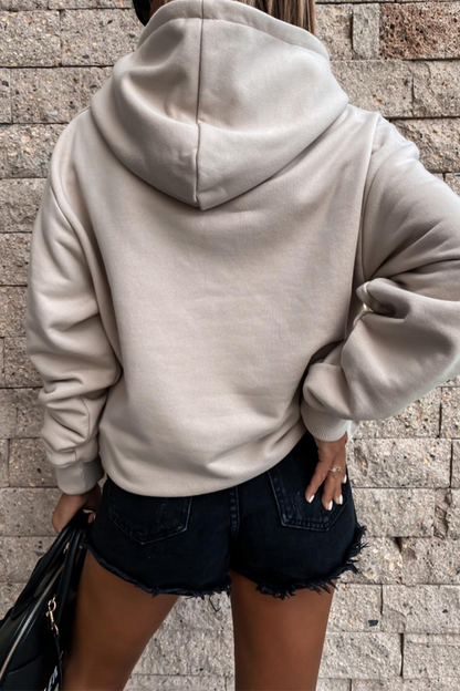 Sudadera con capucha y cuello alto, informal, de estilo urbano, con bolsillos y parches lisos (4 colores)