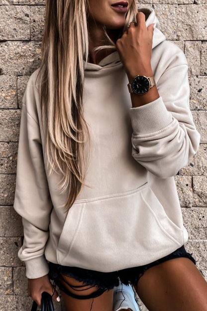 Sudadera con capucha y cuello alto, informal, de estilo urbano, con bolsillos y parches lisos (4 colores)