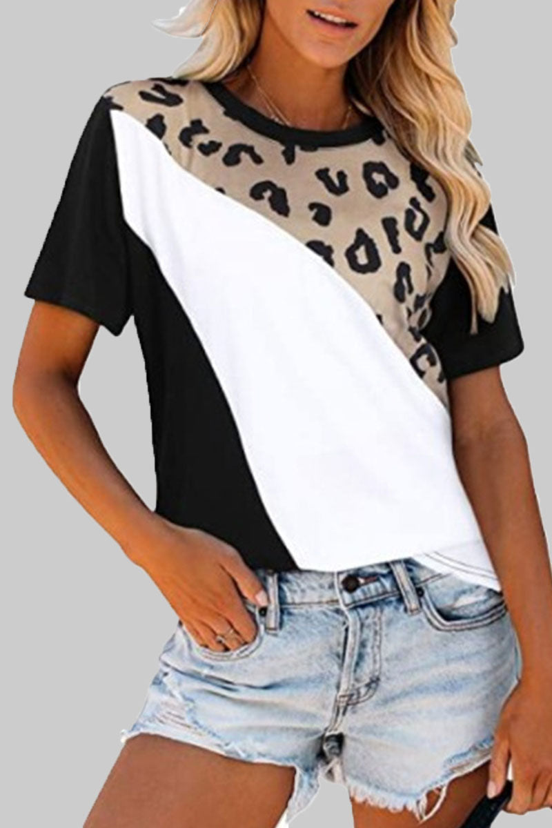 Camisetas casuales de moda con cuello redondo, lisas y divididas
