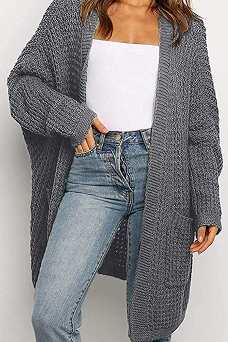 Suéter informal con cuello en V y bolsillos sólidos (10 colores)