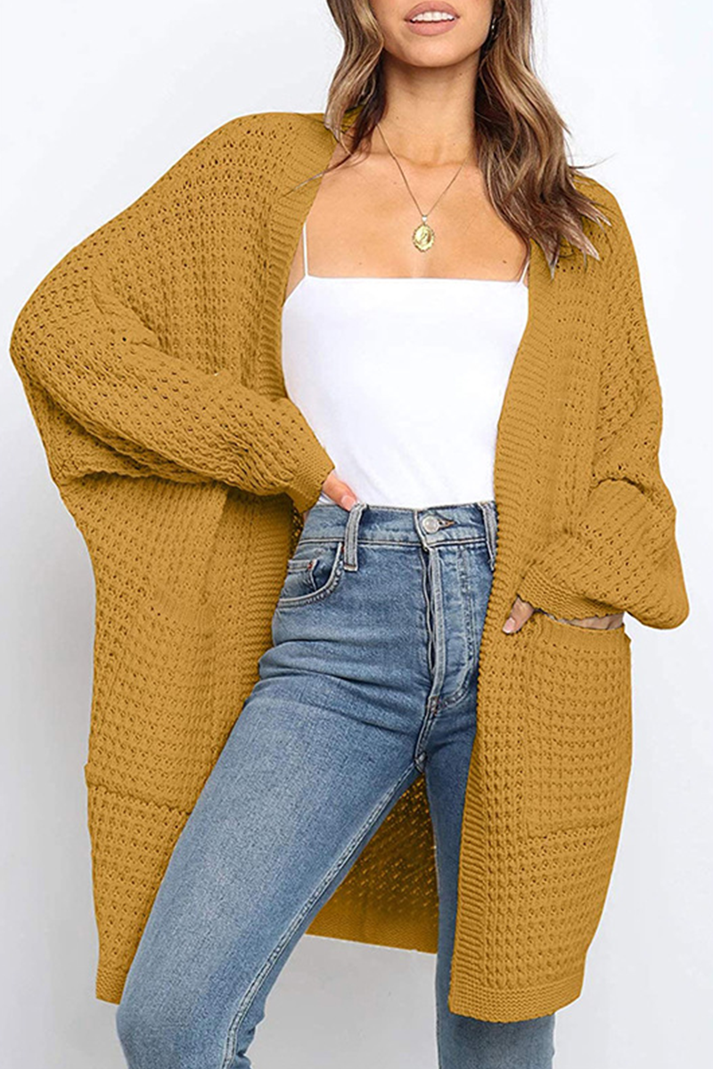 Suéter informal con cuello en V y bolsillos sólidos (10 colores)