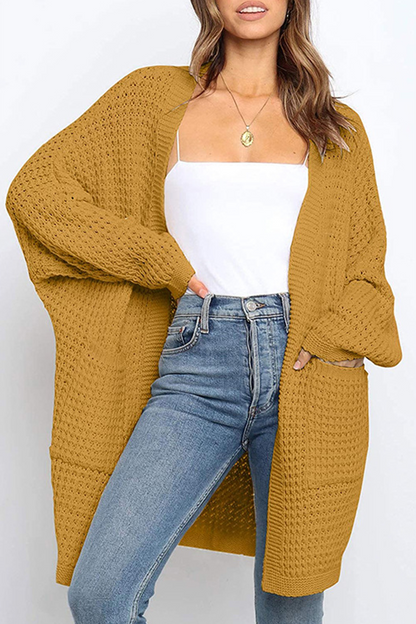 Suéter informal con cuello en V y bolsillos sólidos (10 colores)